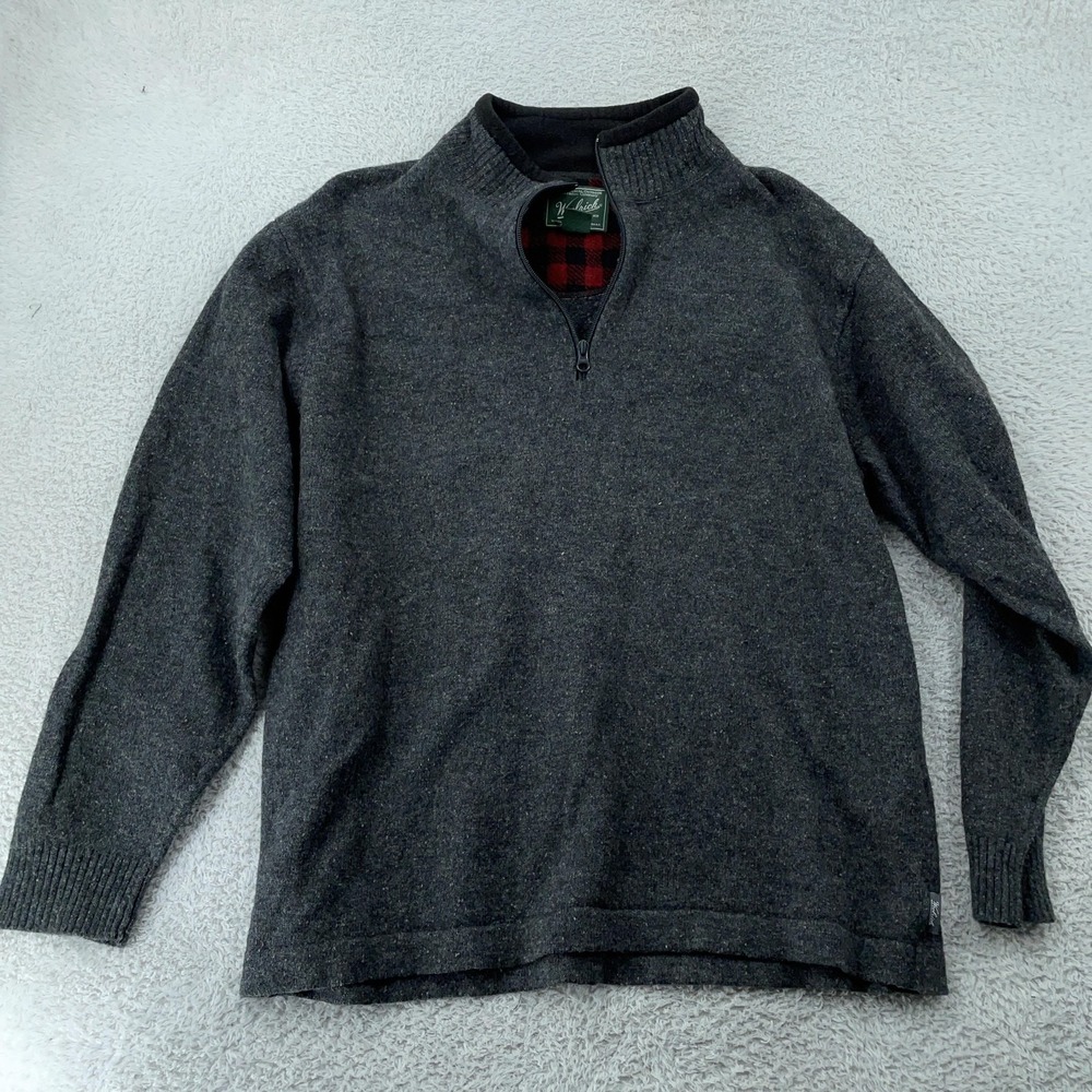 Woolrich Sweater FITS‎ XL Gray Half Zip Pullover Wool Blend